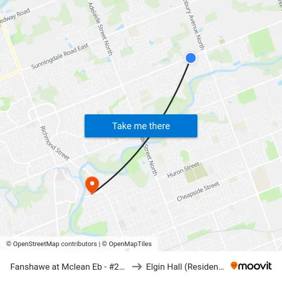 Fanshawe at Mclean Eb - #2732 to Elgin Hall (Residence) map