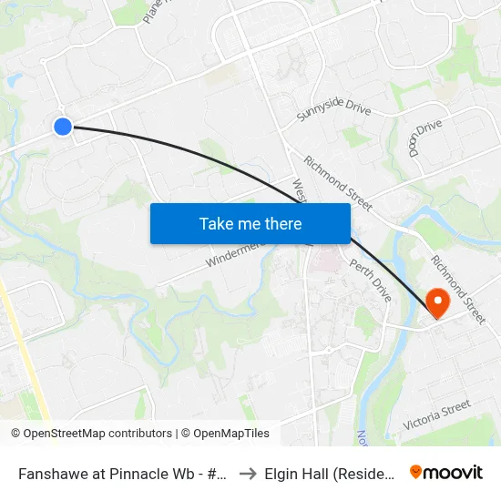 Fanshawe at Pinnacle Wb - #2515 to Elgin Hall (Residence) map