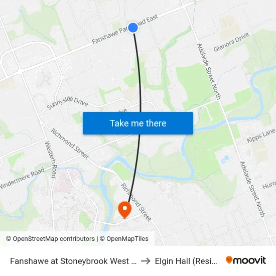Fanshawe at Stoneybrook West Eb - #713 to Elgin Hall (Residence) map