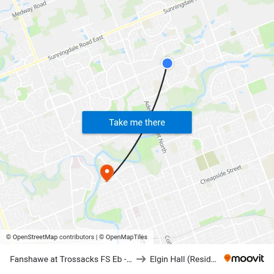 Fanshawe at Trossacks FS Eb - #2833 to Elgin Hall (Residence) map