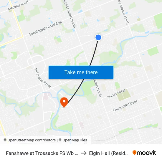 Fanshawe at Trossacks FS Wb - #2834 to Elgin Hall (Residence) map