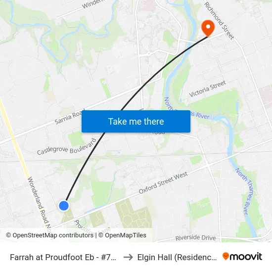Farrah at Proudfoot Eb - #717 to Elgin Hall (Residence) map