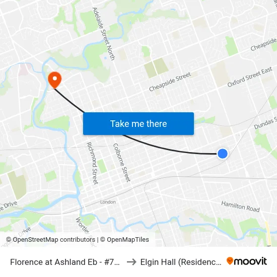 Florence at Ashland Eb - #733 to Elgin Hall (Residence) map