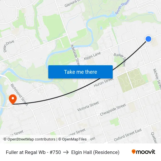 Fuller at Regal Wb - #750 to Elgin Hall (Residence) map