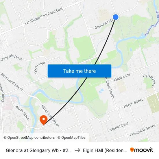 Glenora at Glengarry Wb - #2472 to Elgin Hall (Residence) map