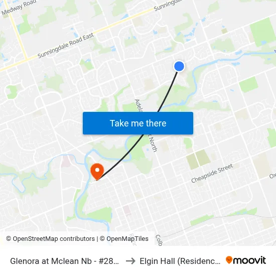 Glenora at Mclean Nb - #2841 to Elgin Hall (Residence) map