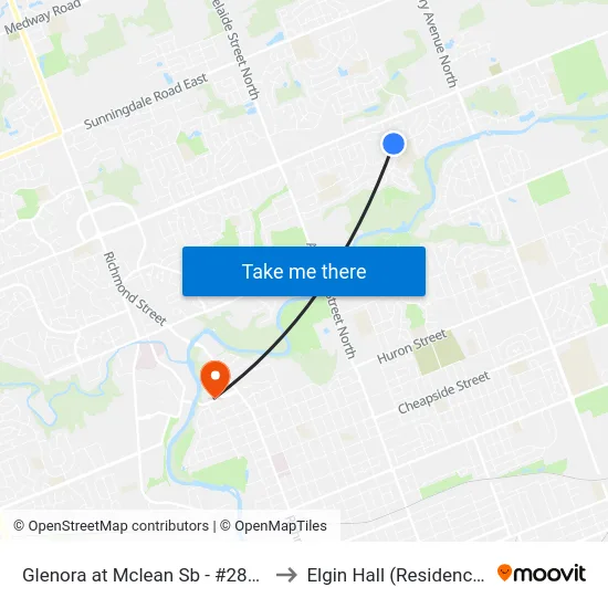 Glenora at Mclean Sb - #2842 to Elgin Hall (Residence) map
