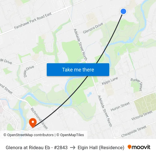 Glenora at Rideau Eb - #2843 to Elgin Hall (Residence) map