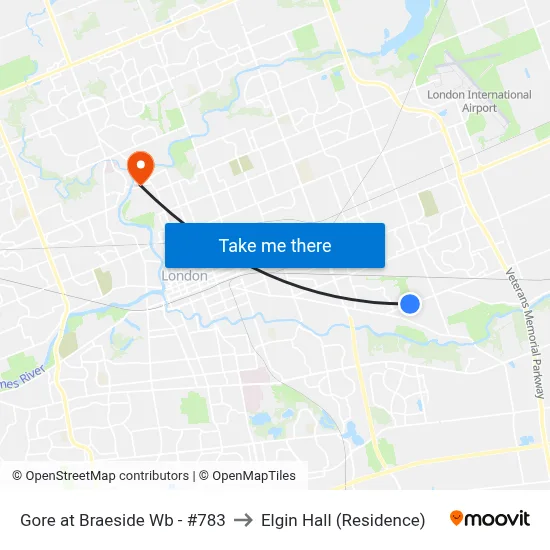 Gore at Braeside Wb - #783 to Elgin Hall (Residence) map