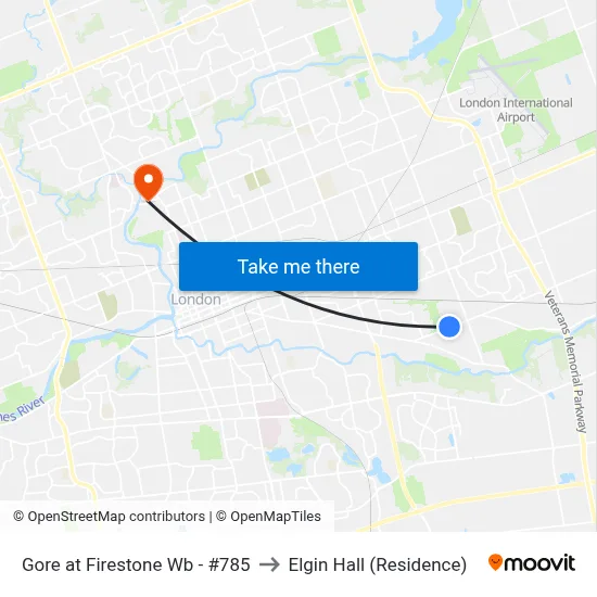 Gore at Firestone Wb - #785 to Elgin Hall (Residence) map