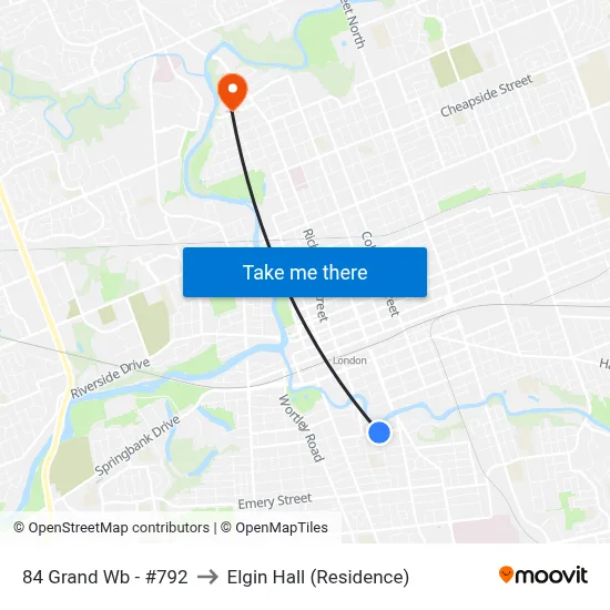 84 Grand Wb - #792 to Elgin Hall (Residence) map