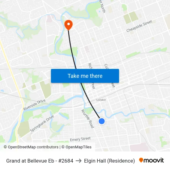 Grand at Bellevue Eb - #2684 to Elgin Hall (Residence) map