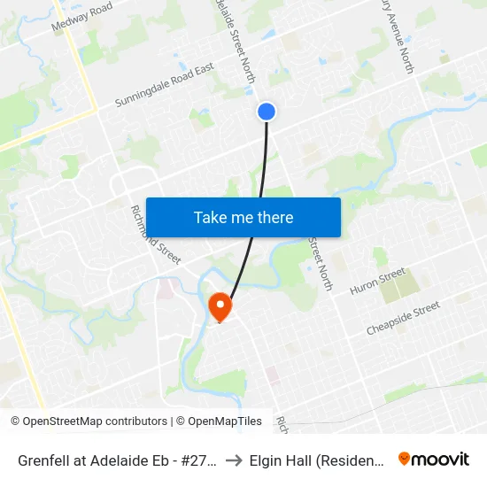 Grenfell at Adelaide Eb - #2706 to Elgin Hall (Residence) map
