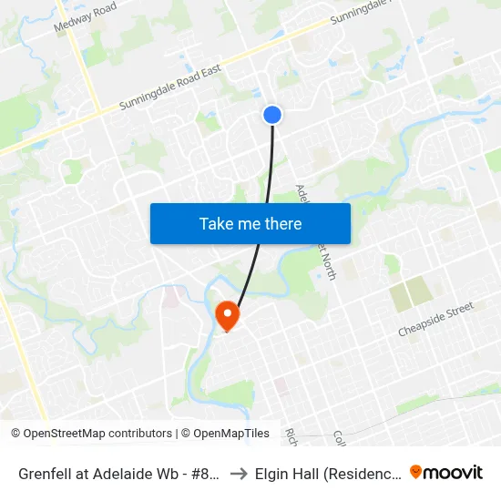 Grenfell at Adelaide Wb - #800 to Elgin Hall (Residence) map
