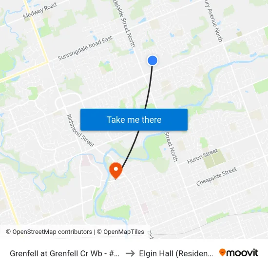 Grenfell at Grenfell Cr Wb - #801 to Elgin Hall (Residence) map