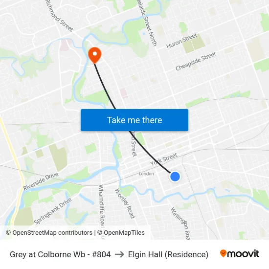Grey at Colborne Wb - #804 to Elgin Hall (Residence) map