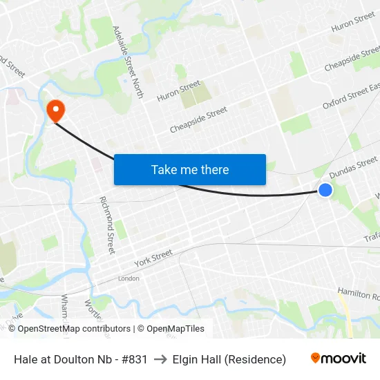 Hale at Doulton Nb - #831 to Elgin Hall (Residence) map