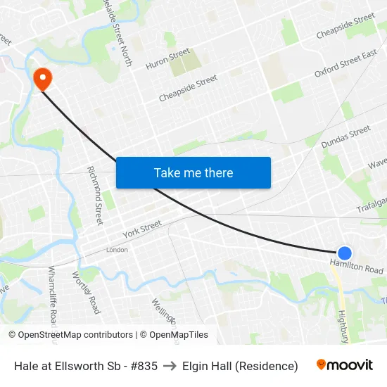 Hale at Ellsworth Sb - #835 to Elgin Hall (Residence) map