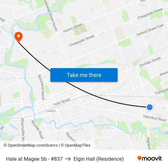 Hale at Magee Sb - #837 to Elgin Hall (Residence) map