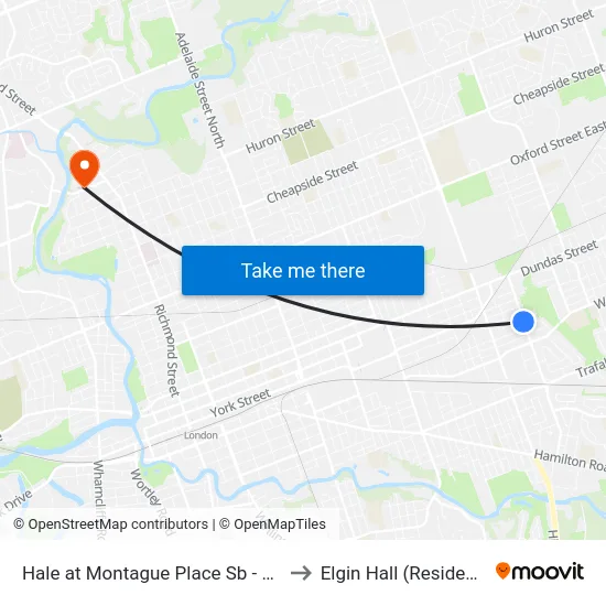 Hale at Montague Place Sb - #838 to Elgin Hall (Residence) map