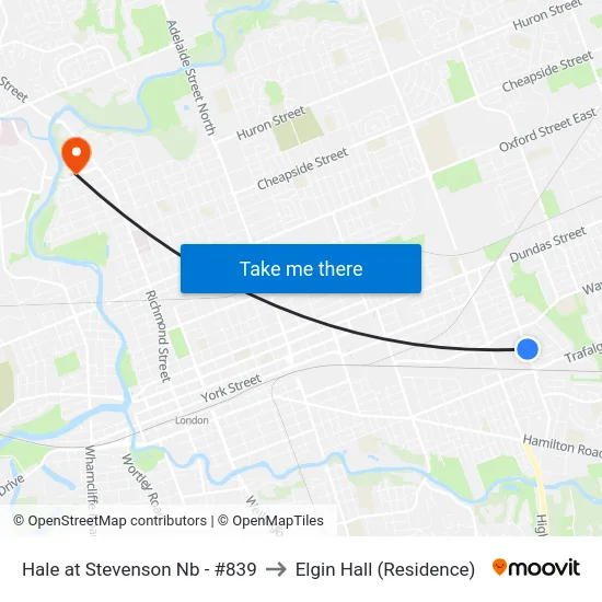 Hale at Stevenson Nb - #839 to Elgin Hall (Residence) map