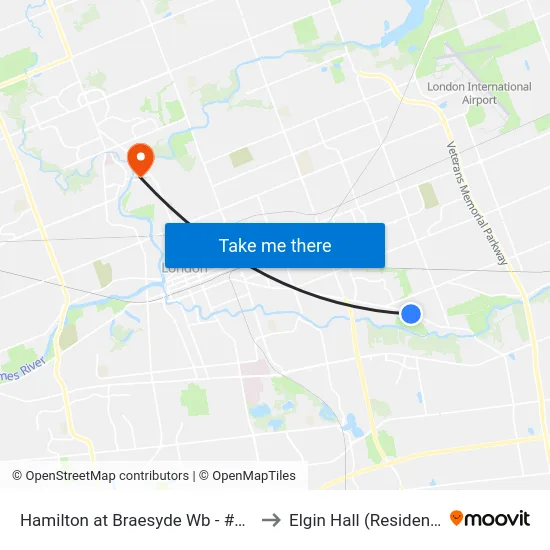 Hamilton at Braesyde Wb - #2652 to Elgin Hall (Residence) map