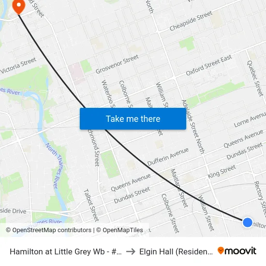 Hamilton at Little Grey Wb - #863 to Elgin Hall (Residence) map