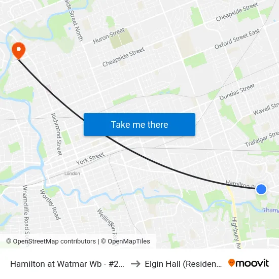 Hamilton at Watmar Wb - #2661 to Elgin Hall (Residence) map