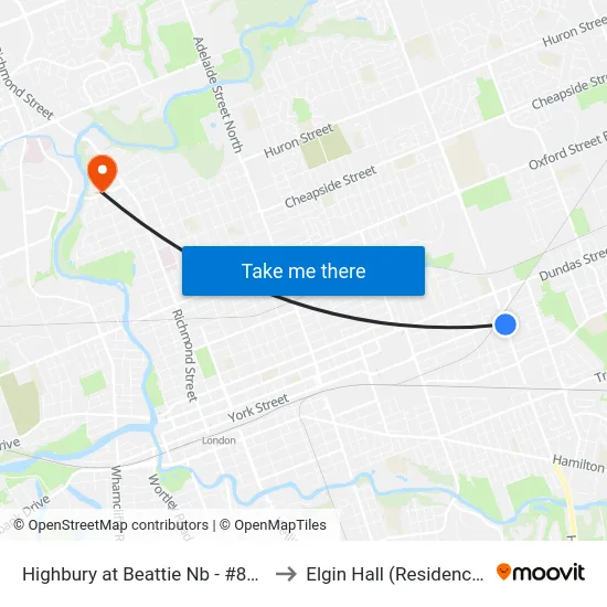 Highbury at Beattie Nb - #893 to Elgin Hall (Residence) map