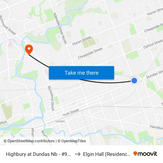 Highbury at Dundas Nb - #900 to Elgin Hall (Residence) map