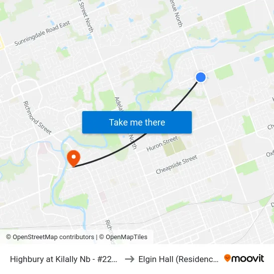 Highbury at Kilally Nb - #2234 to Elgin Hall (Residence) map