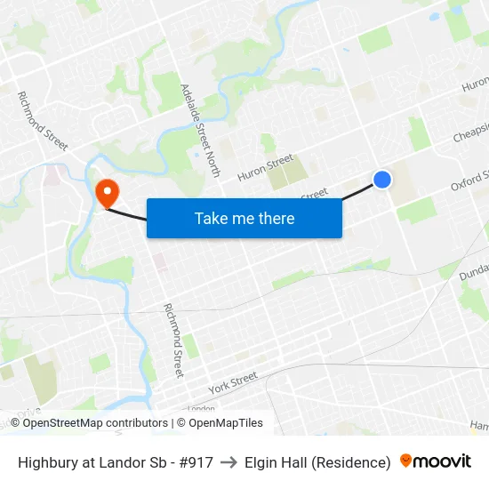 Highbury at Landor Sb - #917 to Elgin Hall (Residence) map