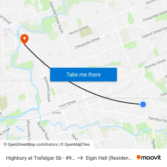 Highbury at Trafalgar Sb - #927 to Elgin Hall (Residence) map