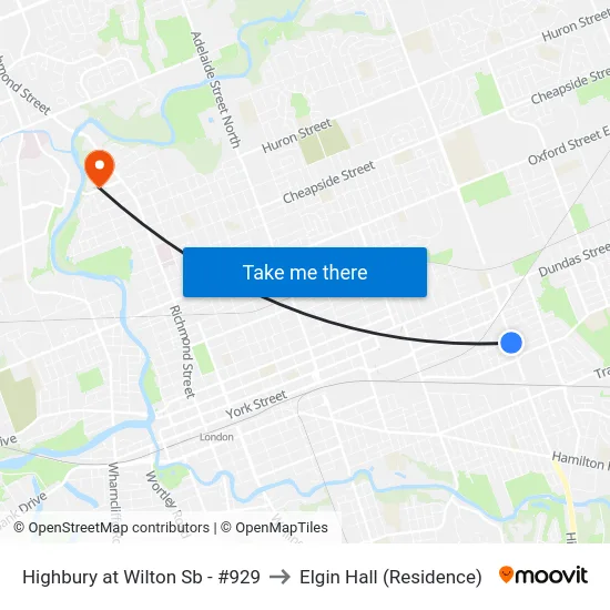 Highbury at Wilton Sb - #929 to Elgin Hall (Residence) map