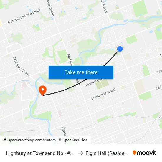 Highbury at Townsend Nb - #2712 to Elgin Hall (Residence) map