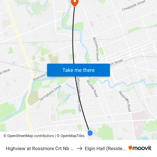 Highview at Rossmore Crt Nb - #945 to Elgin Hall (Residence) map