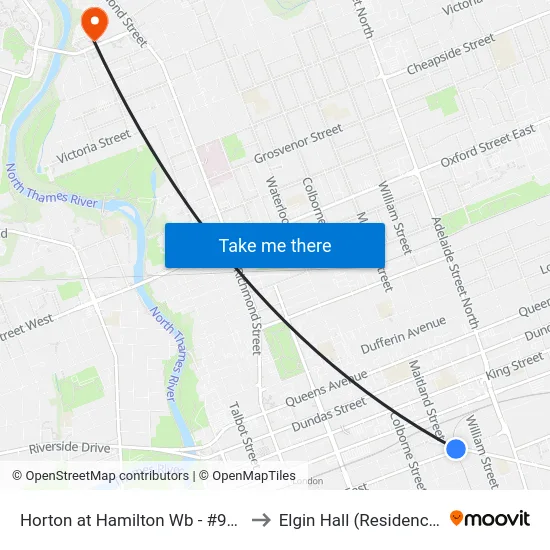 Horton at Hamilton Wb - #966 to Elgin Hall (Residence) map
