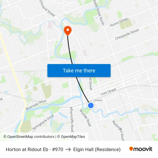 Horton at Ridout Eb - #970 to Elgin Hall (Residence) map
