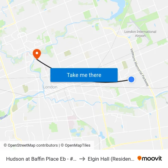 Hudson at Baffin Place Eb - #990 to Elgin Hall (Residence) map