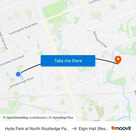 Hyde Park at North Routledge Park Nb - #2685 to Elgin Hall (Residence) map