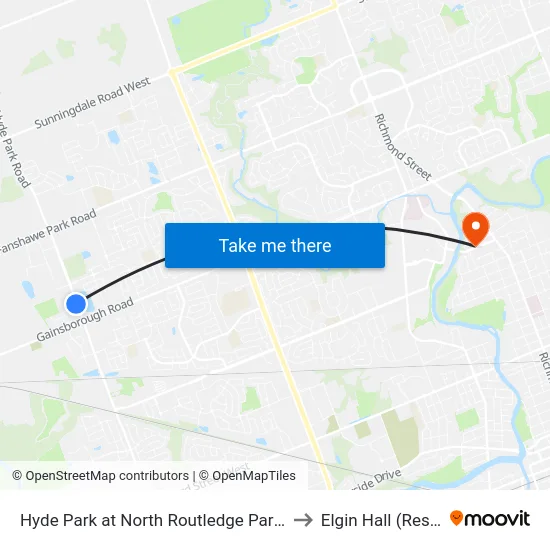 Hyde Park at North Routledge Park 2 Sb - #2687 to Elgin Hall (Residence) map