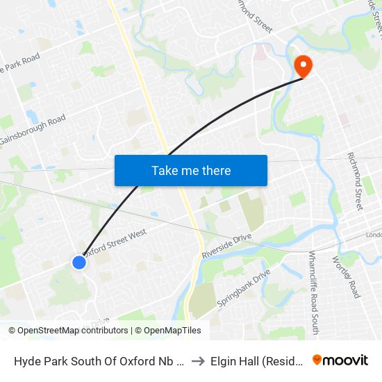 Hyde Park South Of Oxford Nb - #1029 to Elgin Hall (Residence) map