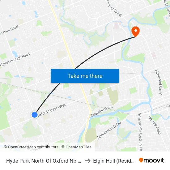 Hyde Park North Of Oxford Nb - #2400 to Elgin Hall (Residence) map