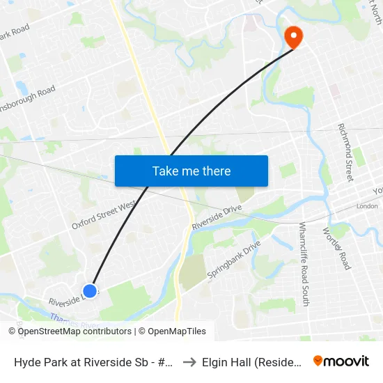 Hyde Park at Riverside Sb - #2664 to Elgin Hall (Residence) map
