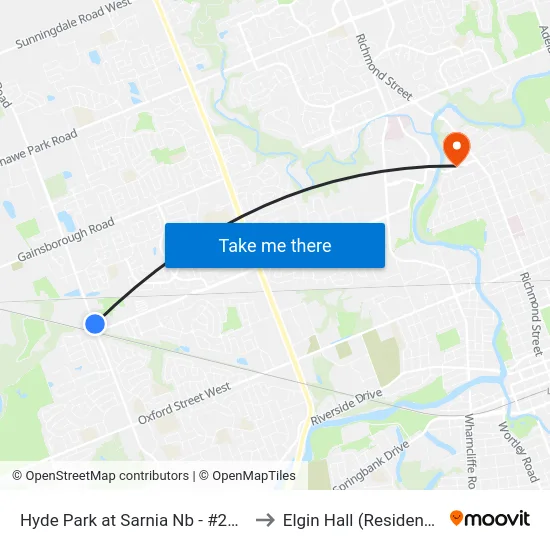Hyde Park at Sarnia Nb - #2493 to Elgin Hall (Residence) map