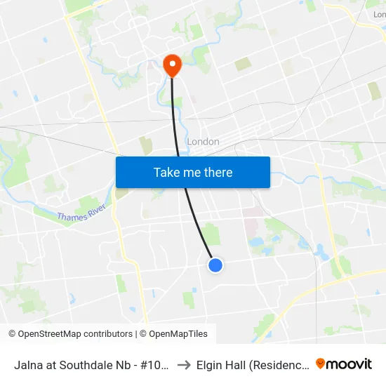 Jalna at Southdale Nb - #1071 to Elgin Hall (Residence) map
