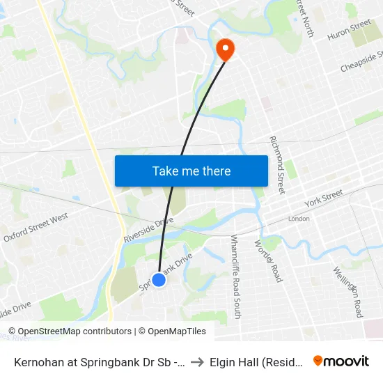 Kernohan at Springbank Dr Sb - #2763 to Elgin Hall (Residence) map
