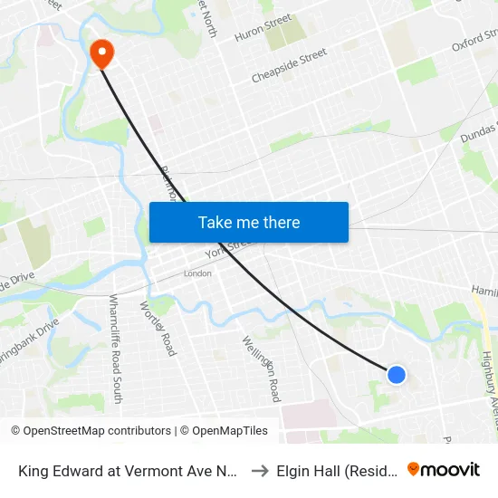 King Edward at Vermont Ave Nb - #1090 to Elgin Hall (Residence) map
