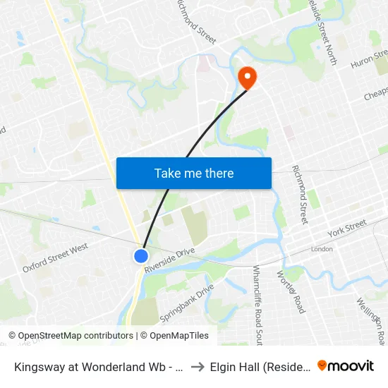 Kingsway at Wonderland Wb - #1092 to Elgin Hall (Residence) map