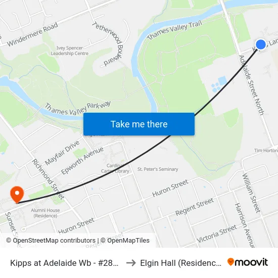Kipps at Adelaide Wb - #2850 to Elgin Hall (Residence) map